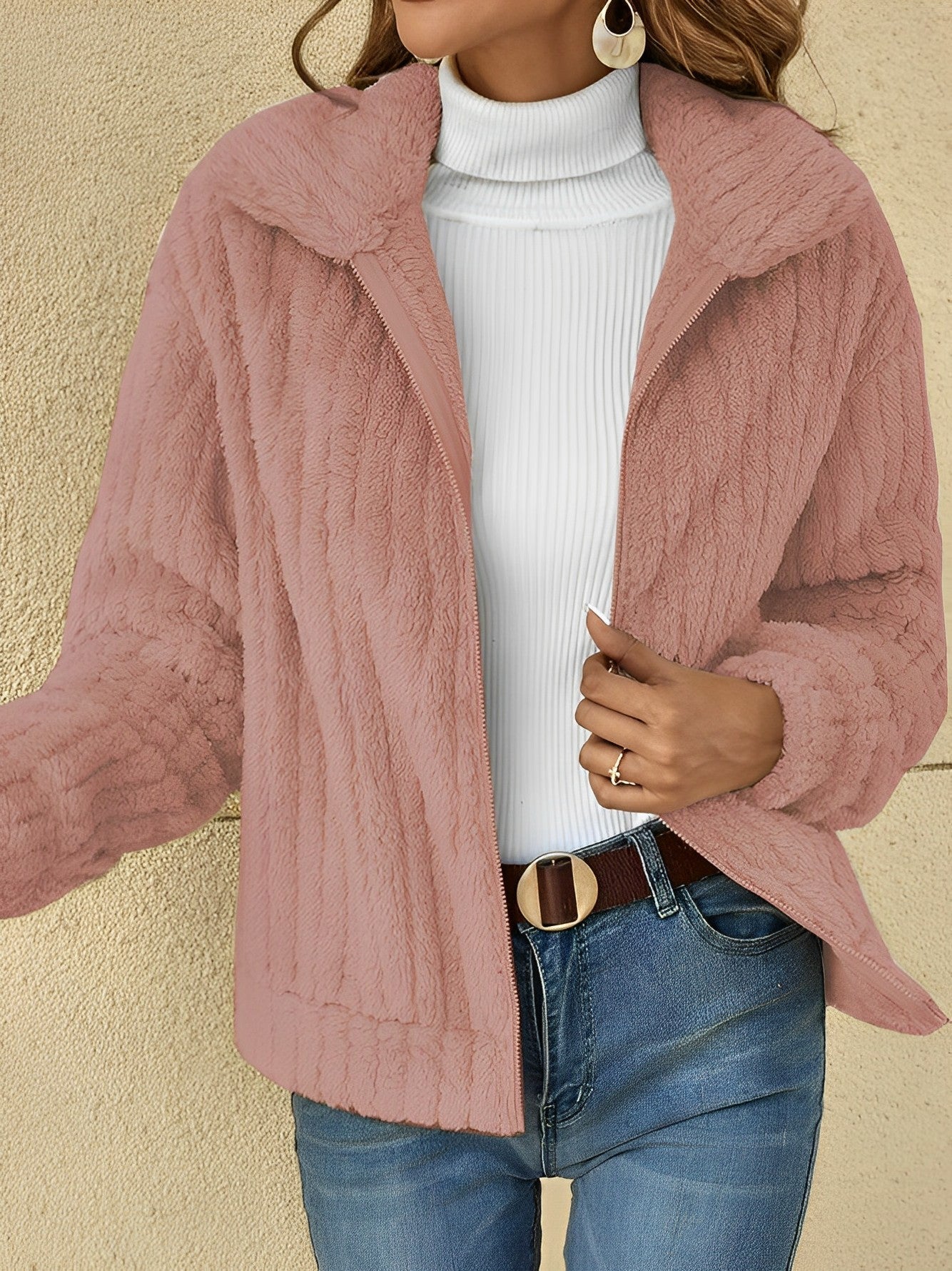 Izabela | Kurtka zimowa damska elegancka z materiału Teddy