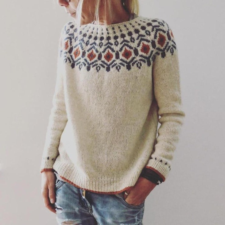 Luba | Sweter damski zimowy z geometrycznym wzorem
