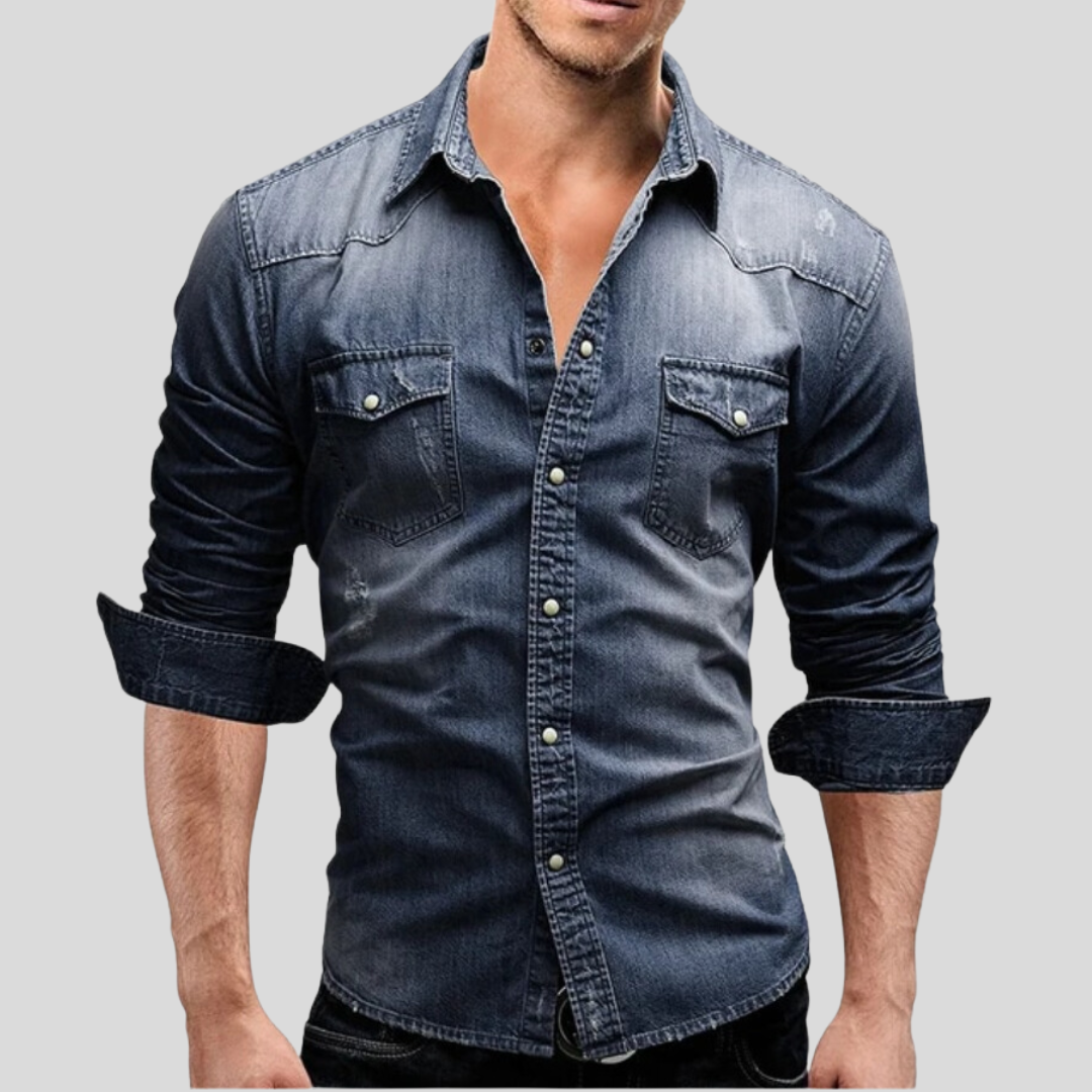 Renata | Wygodna męska koszula jeansowa slim fit