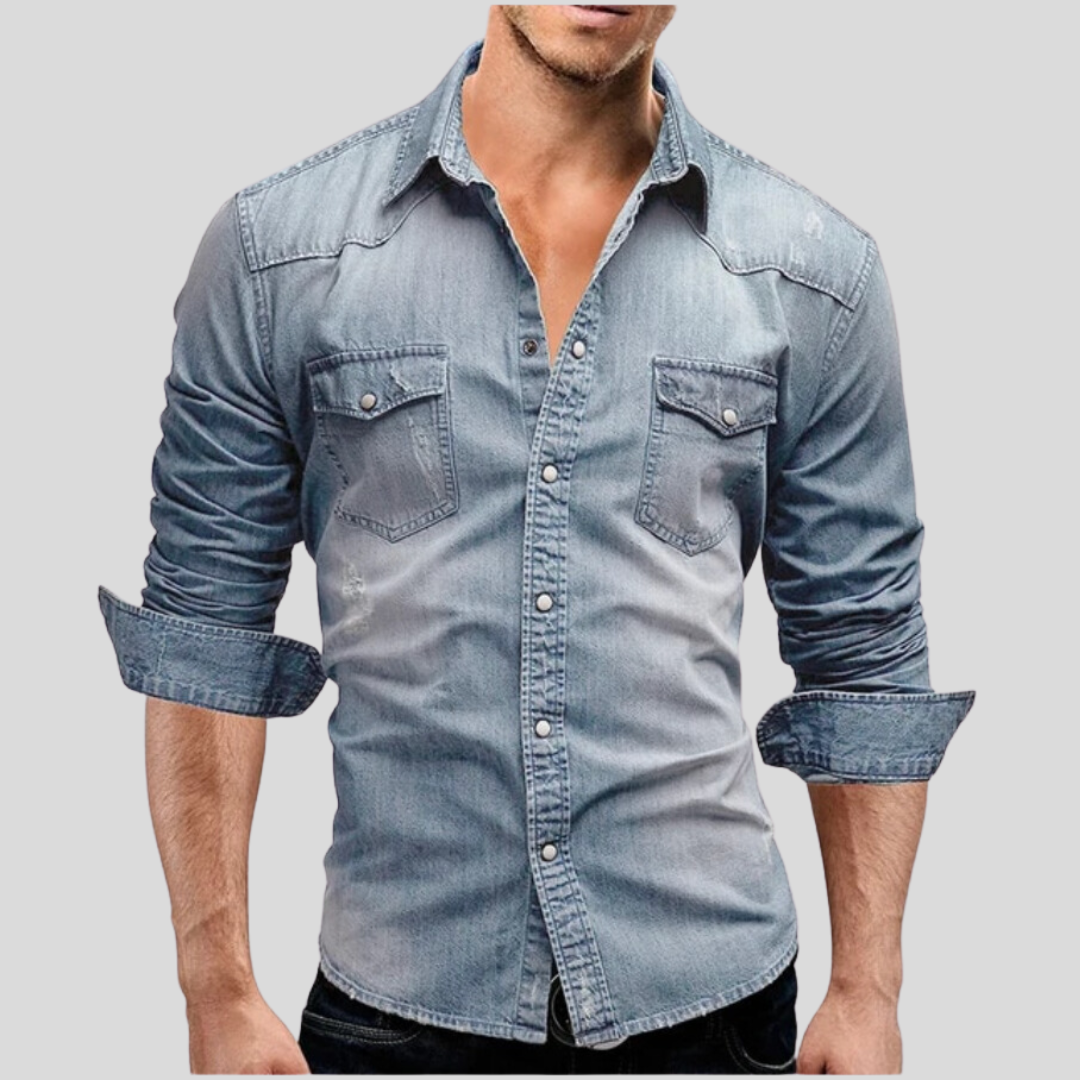 Renata | Wygodna męska koszula jeansowa slim fit