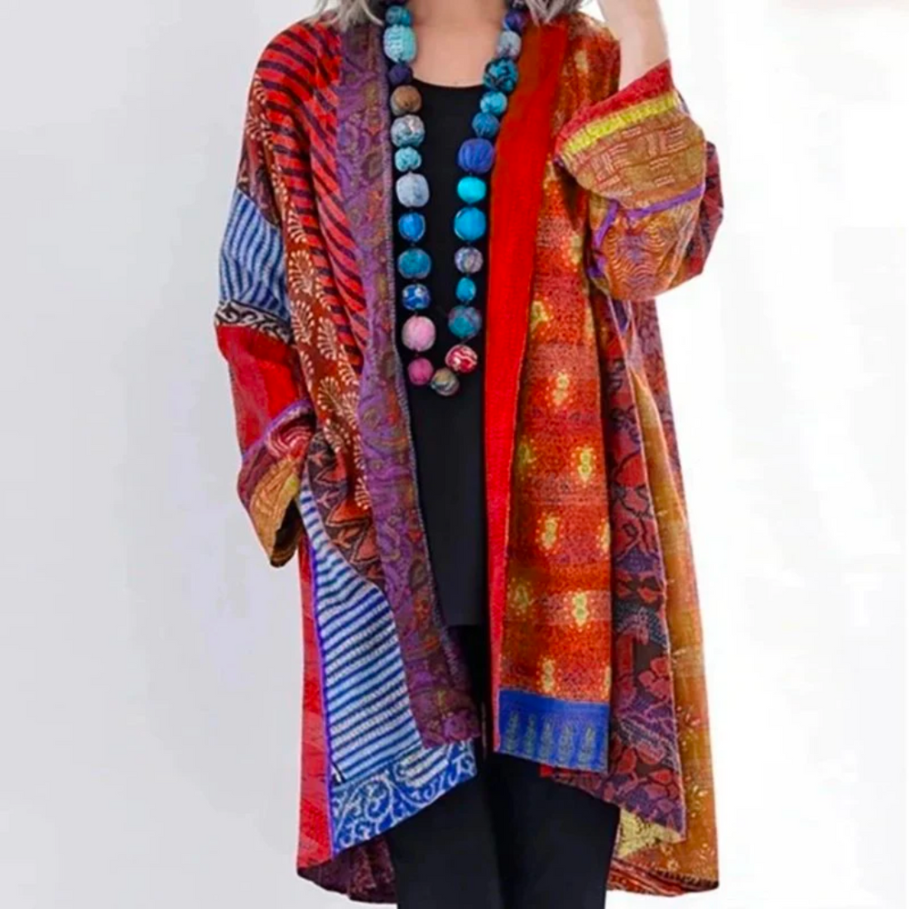Jolanta | Kardigan damski wielokolorowy w stylu vintage casual