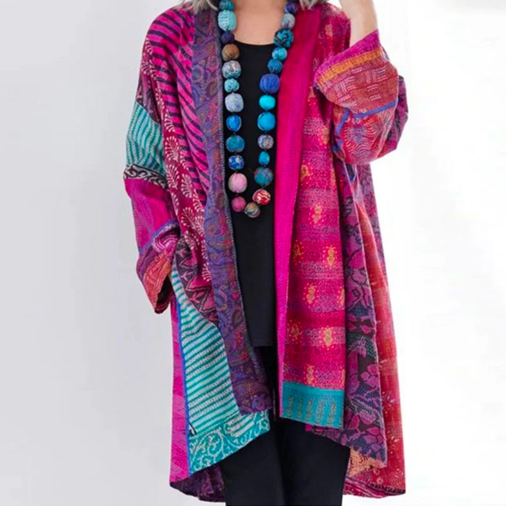 Jolanta | Kardigan damski wielokolorowy w stylu vintage casual