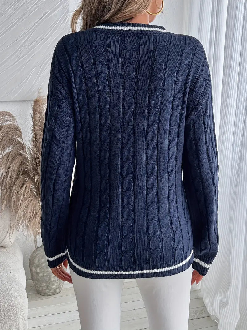 Oksana | Sweter damski z dekoltem w serek