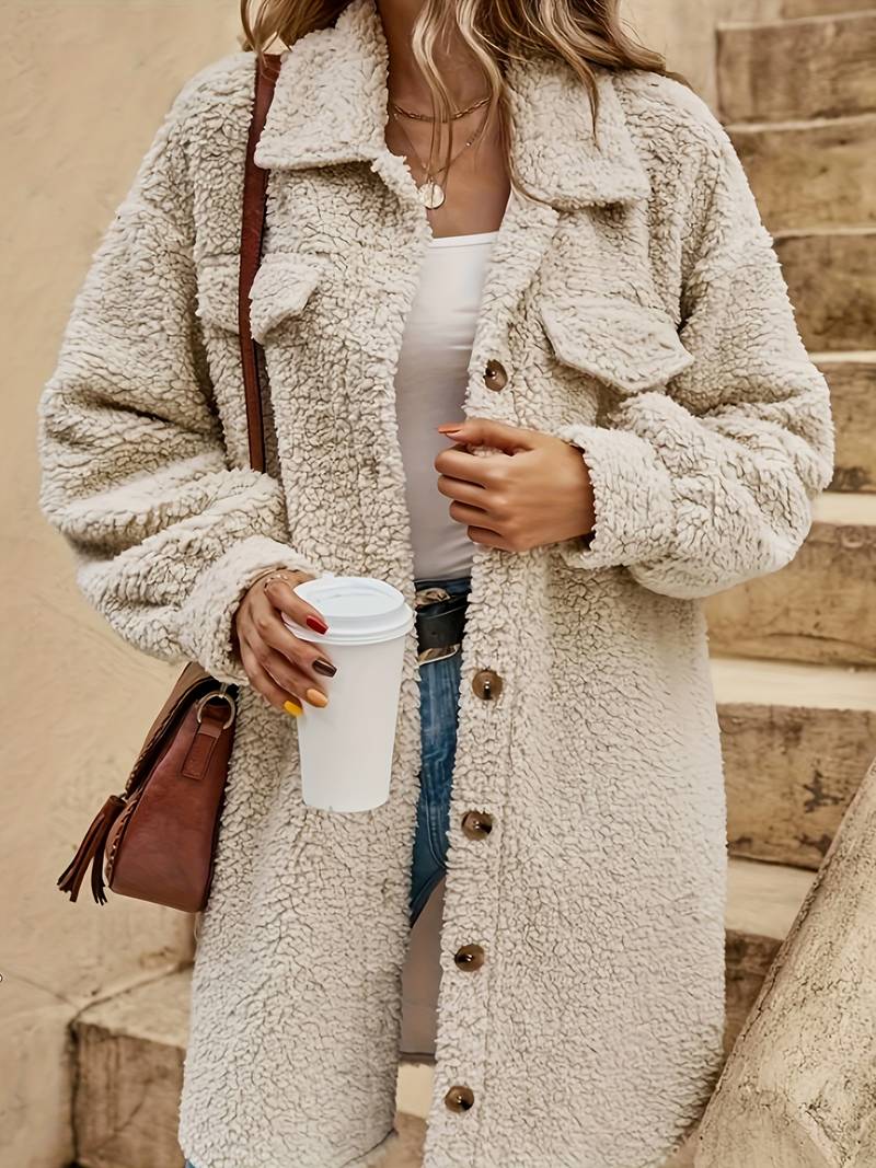 Jadwiga | Kurtka zimowa damska beżowa Teddy cozy