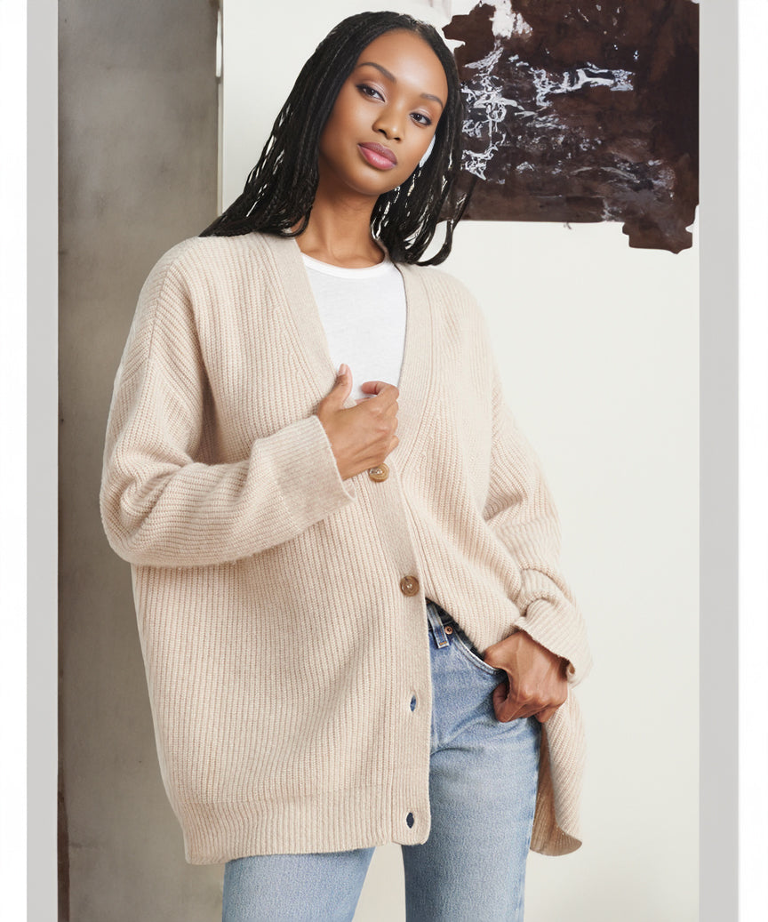 Lucyna | Kardigan damski oversize z guzikami