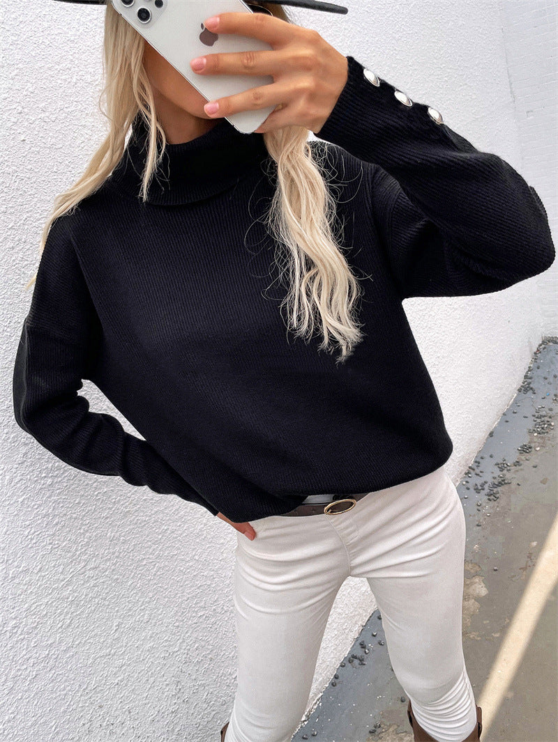 Monika | Sweter damski z golfem i guzikami