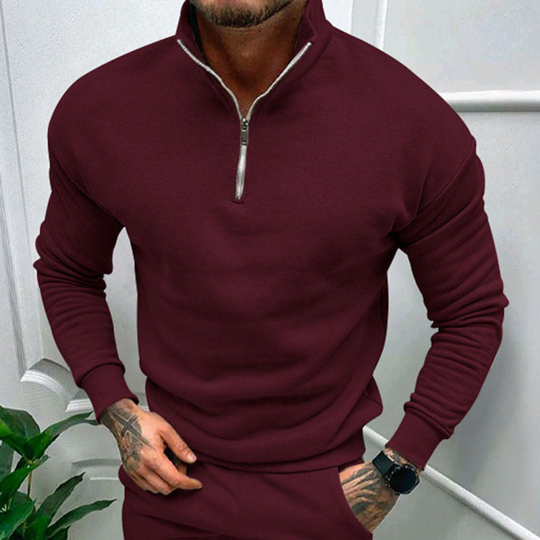 Sebastian | Męski sweter z zamkiem do połowy