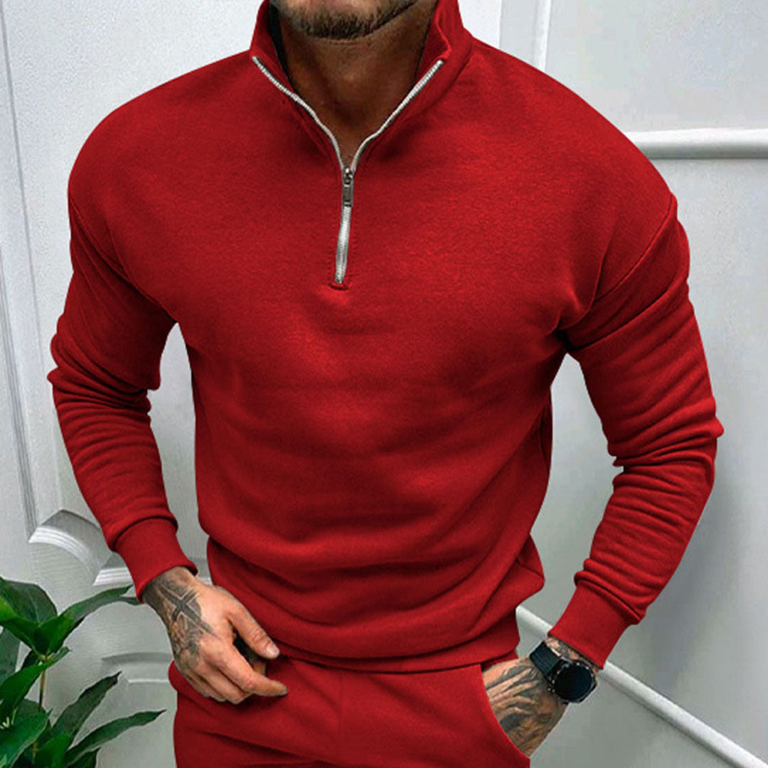 Sebastian | Męski sweter z zamkiem do połowy
