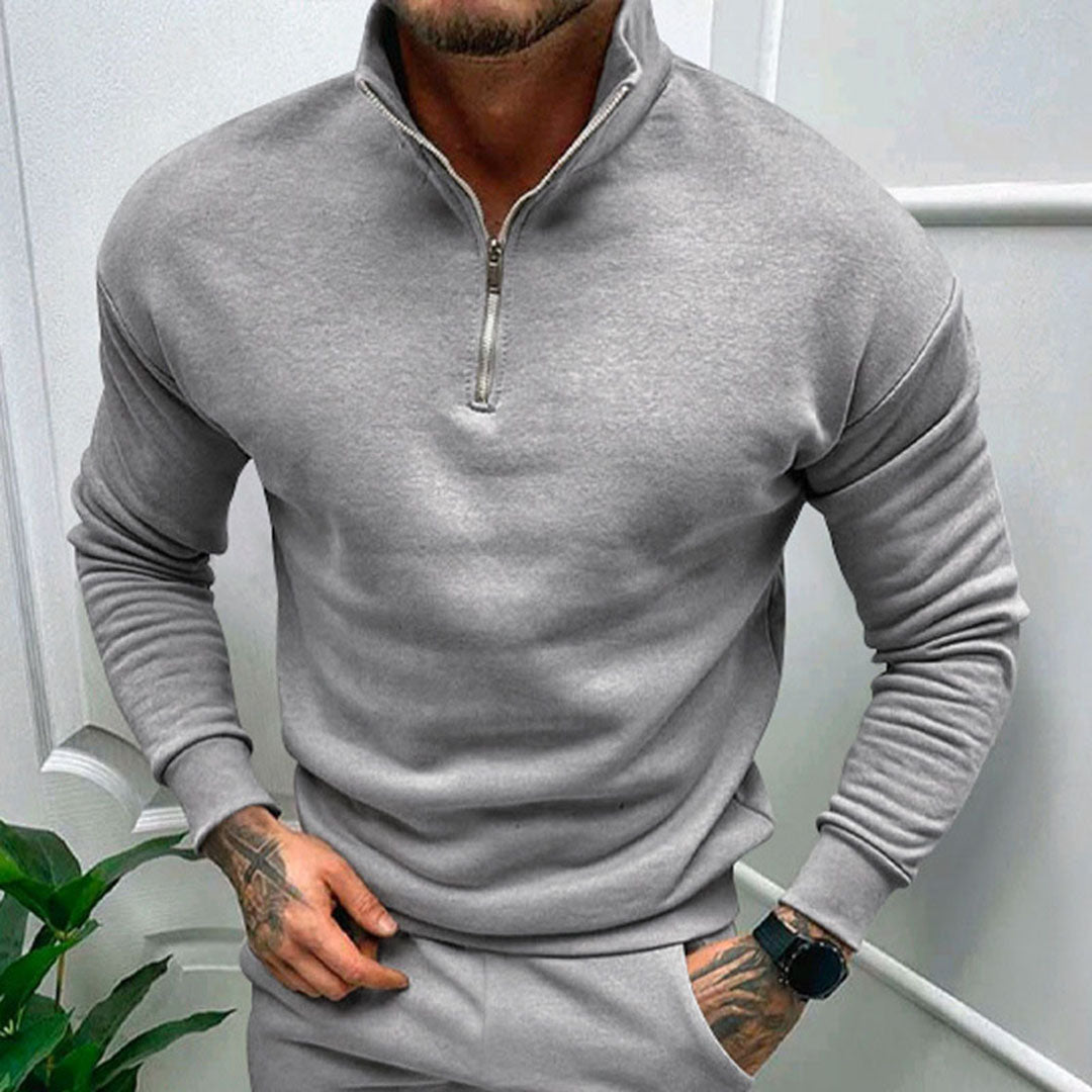 Sebastian | Męski sweter z zamkiem do połowy