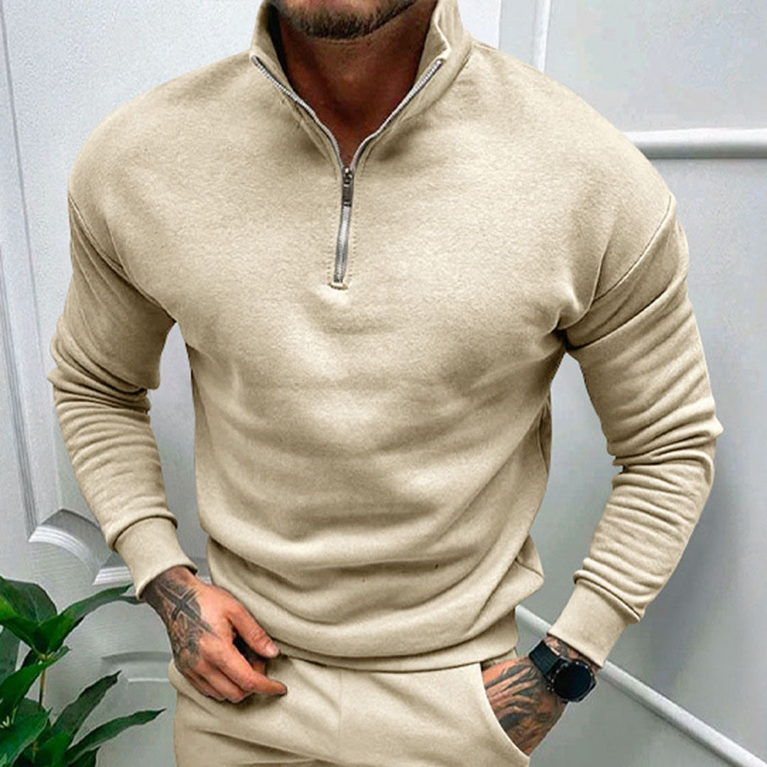 Sebastian | Męski sweter z zamkiem do połowy