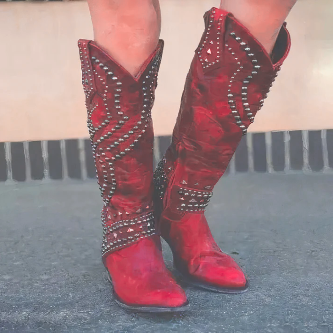 Wioletta | Damskie buty kowbojki do kolan