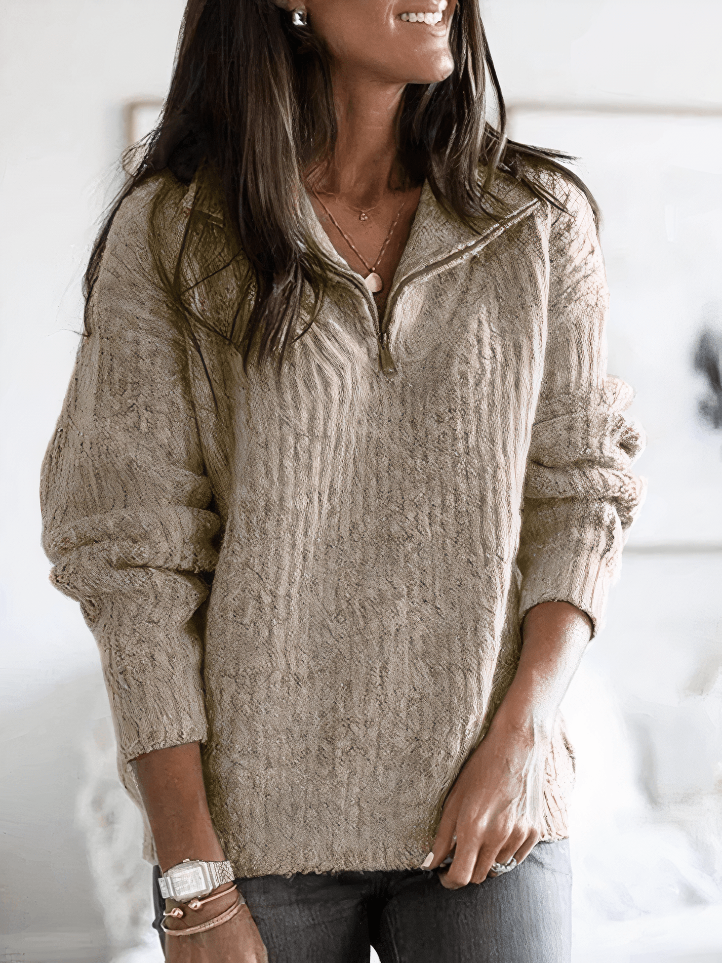 Emilia | Sweter damski z miękkiej dzianiny z zamkiem
