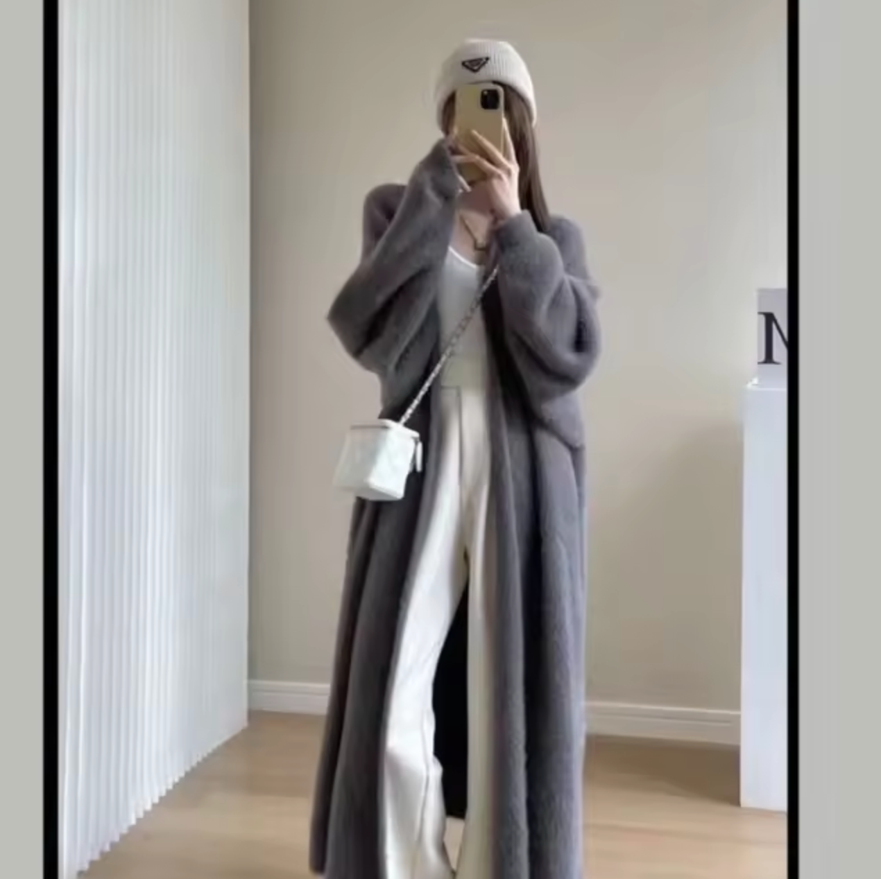 Sylwia | Długi oversize’owy damski kardigan dzianinowy
