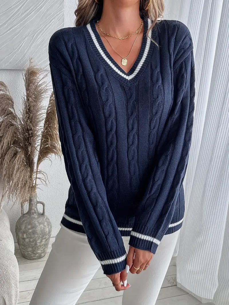Oksana | Sweter damski z dekoltem w serek