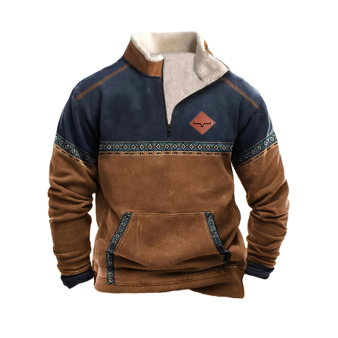 Oskar | Sweter męski fleece z wzorem pullover
