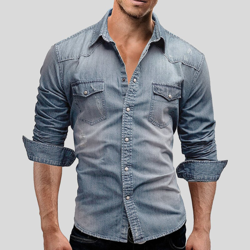 Elżbieta | Męska koszula jeansowa w stylu casual