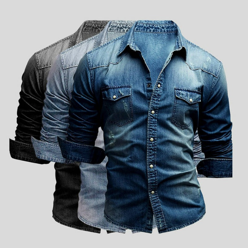 Elżbieta | Męska koszula jeansowa w stylu casual