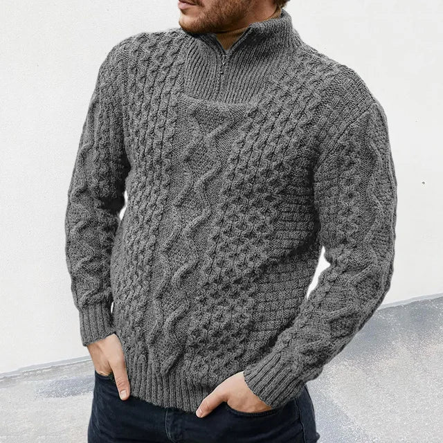 Zbigniew | Męski sweter z zamkiem i dzianiną