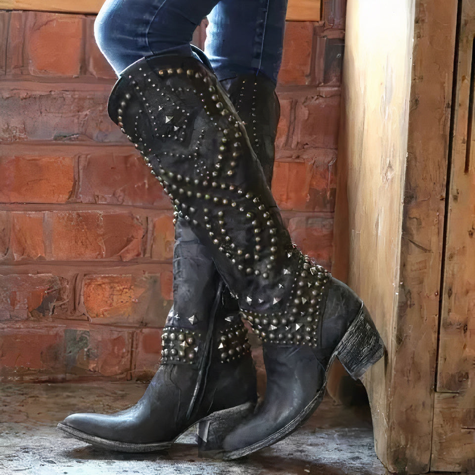 Wioletta | Damskie buty kowbojki do kolan