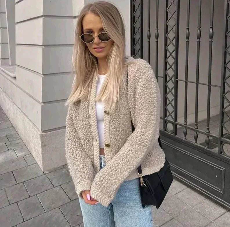 Katarzyna | Kurtka zimowa damska elegancka teddy casual