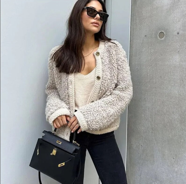 Katarzyna | Kurtka zimowa damska elegancka teddy casual