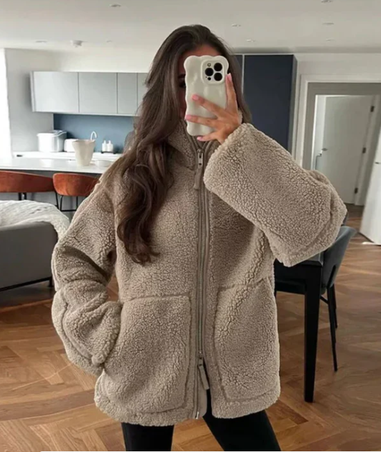 Weronika | Kurtka zimowa damska z zamkiem Teddy