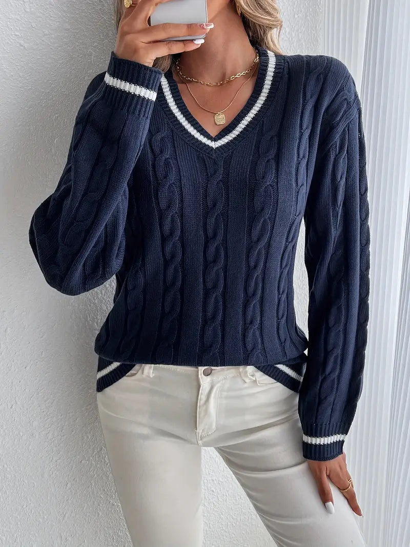 Oksana | Sweter damski z dekoltem w serek