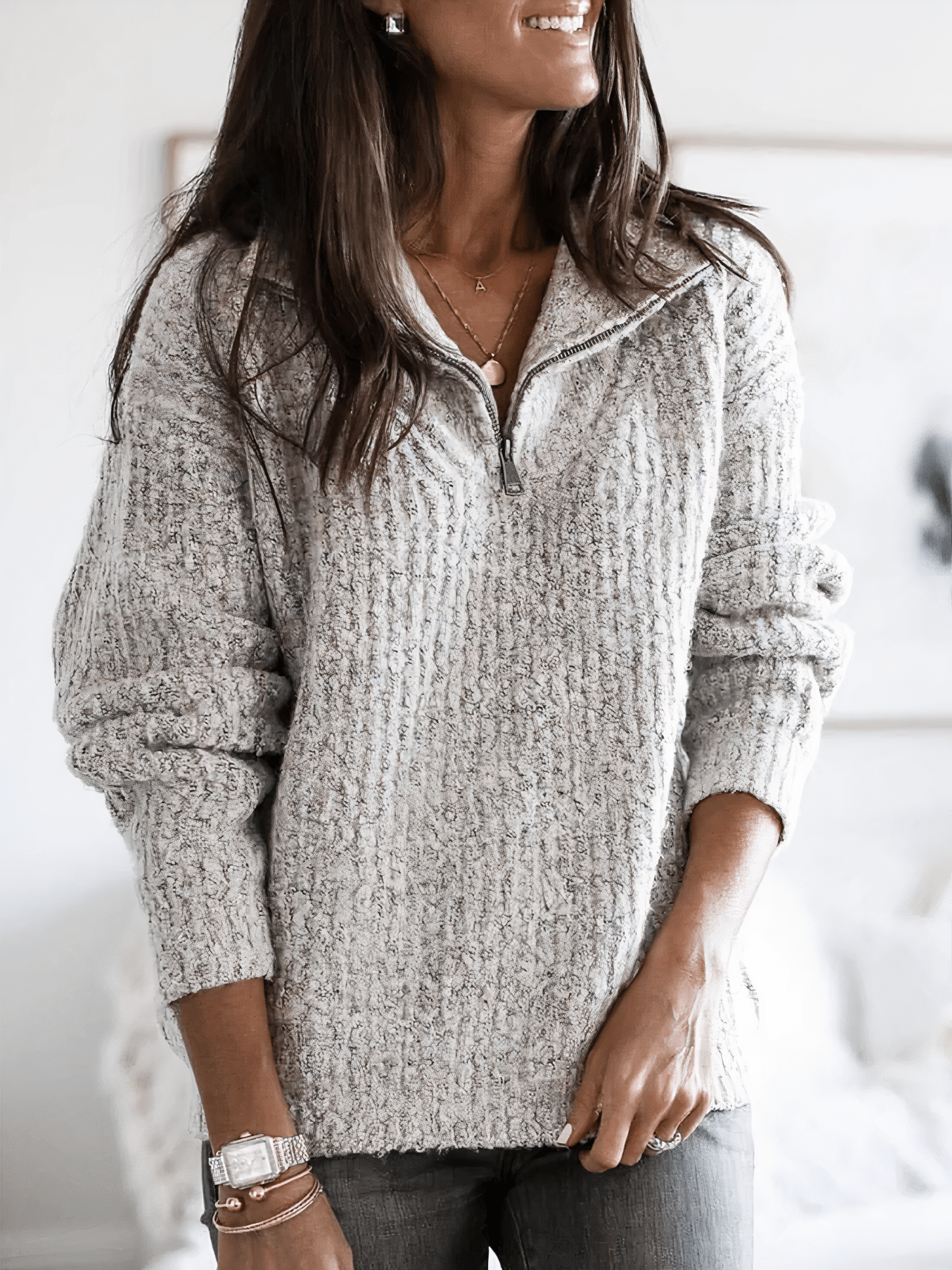 Emilia | Sweter damski z miękkiej dzianiny z zamkiem