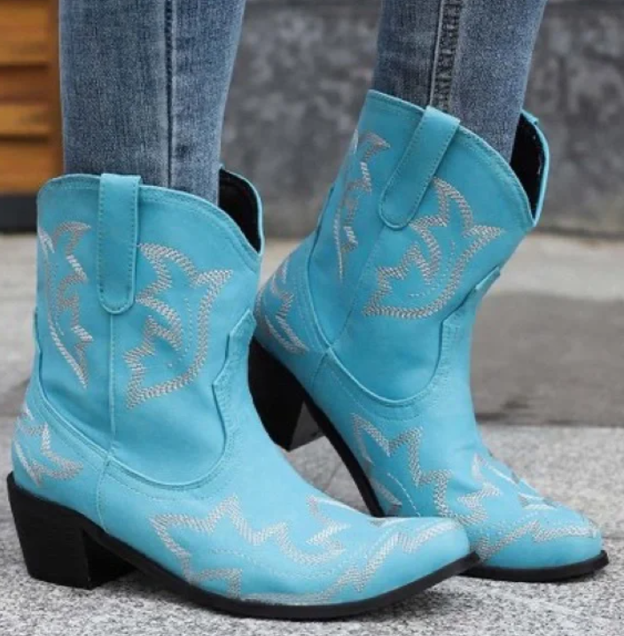 Iwona | Damskie buty kowbojskie z haftem